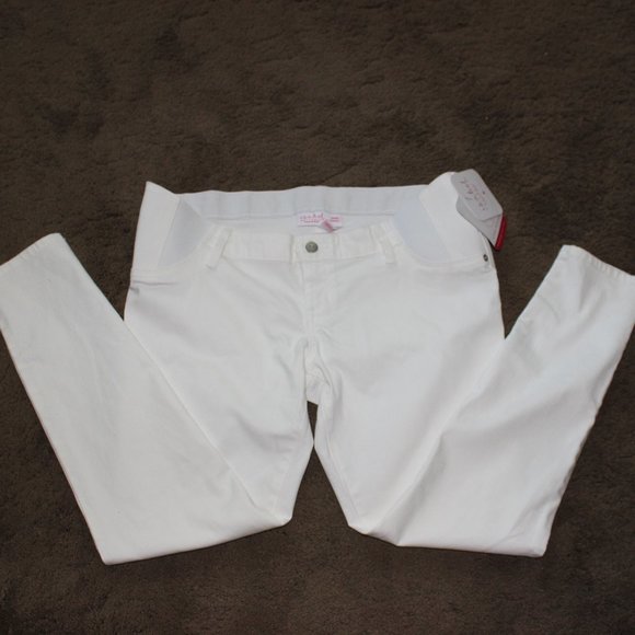 5/20$ NWT "Ingrid & Isabel" White Skinny Maternity Jean with Insert Panel Sz 8 - Picture 1 of 6